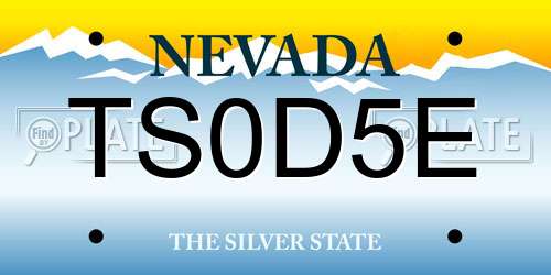TS0D5E Nevada License Plate