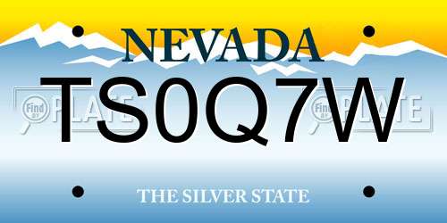 TS0Q7W Nevada License Plate
