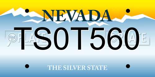 TS0T560 Nevada License Plate
