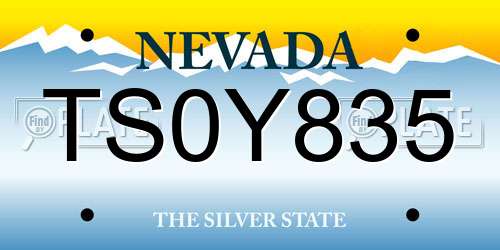 TS0Y835 Nevada License Plate