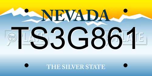 TS3G861 Nevada License Plate