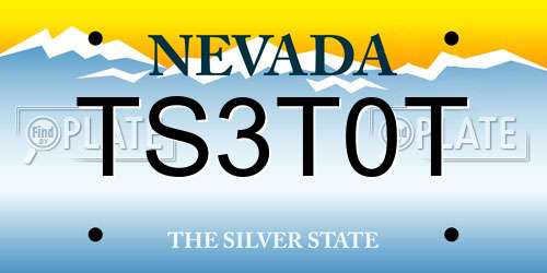 TS3T0T Nevada License Plate