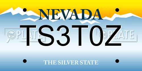 TS3T0Z Nevada License Plate