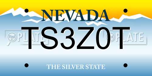 TS3Z0T Nevada License Plate