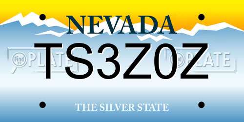 TS3Z0Z Nevada License Plate