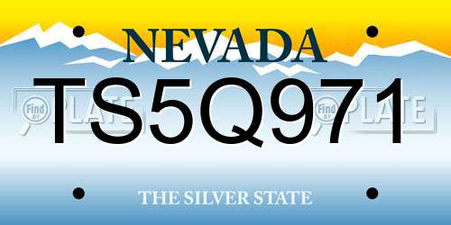 TS5Q971 Nevada License Plate
