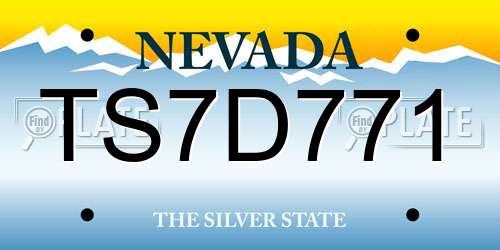 TS7D771 Nevada License Plate
