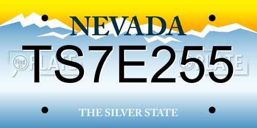 TS7E255 Nevada License Plate