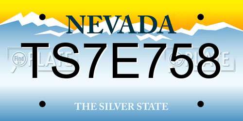 TS7E758 Nevada License Plate