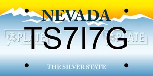 TS7I7G Nevada License Plate