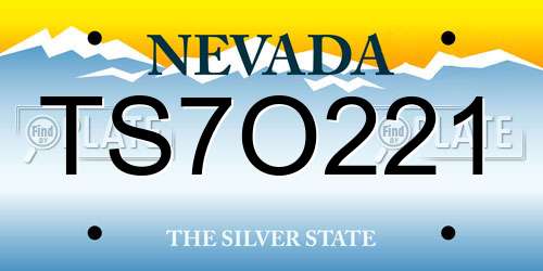 TS7O221 Nevada License Plate