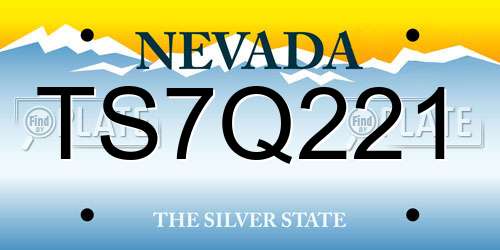 TS7Q221 Nevada License Plate