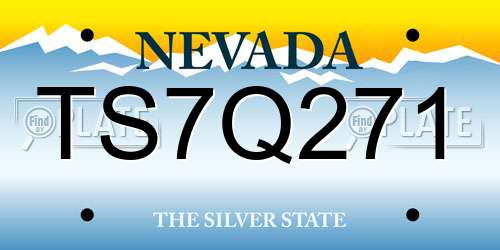TS7Q271 Nevada License Plate