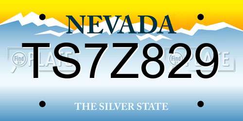 TS7Z829 Nevada License Plate