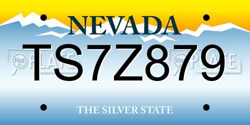 TS7Z879 Nevada License Plate