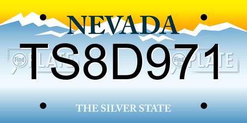 TS8D971 Nevada License Plate