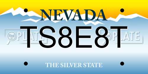 TS8E8T Nevada License Plate