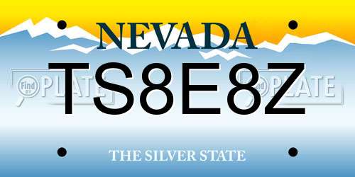TS8E8Z Nevada License Plate