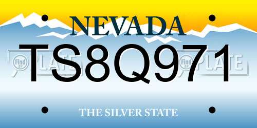 TS8Q971 Nevada License Plate