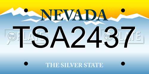 TSA2437 Nevada License Plate