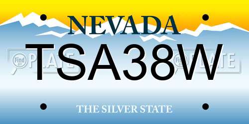 TSA38W Nevada License Plate