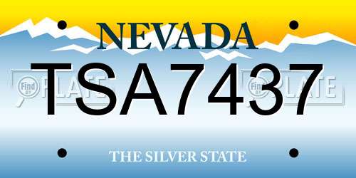TSA7437 Nevada License Plate