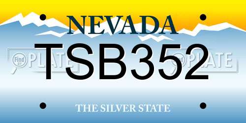 TSB352 Nevada License Plate