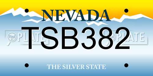 TSB382 Nevada License Plate