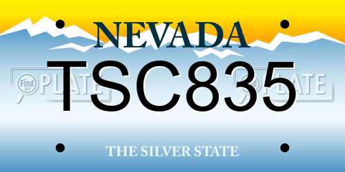 TSC835 Nevada License Plate