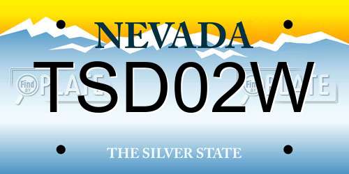 TSD02W Nevada License Plate