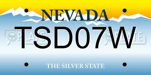 TSD07W Nevada License Plate