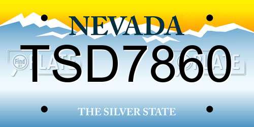 TSD7860 Nevada License Plate