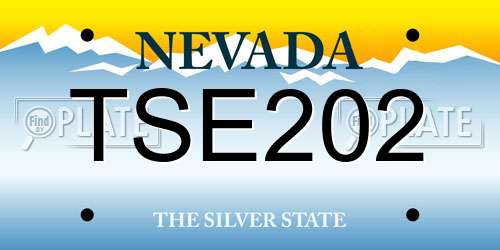 TSE202 Nevada License Plate