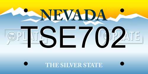 TSE702 Nevada License Plate