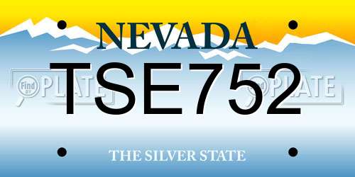 TSE752 Nevada License Plate