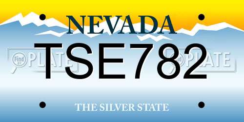 TSE782 Nevada License Plate