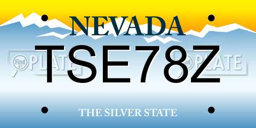 TSE78Z Nevada License Plate