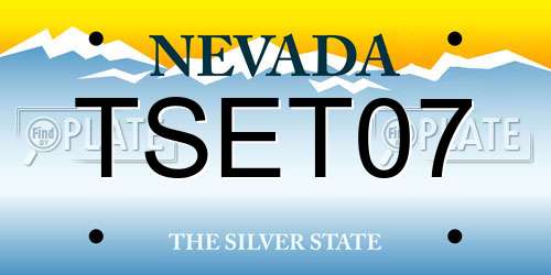 TSET07 Nevada License Plate