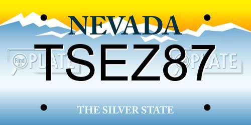 TSEZ87 Nevada License Plate
