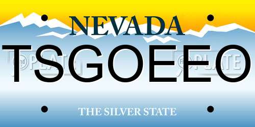 TSGOEEO Nevada License Plate