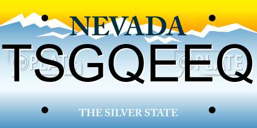 TSGQEEQ Nevada License Plate