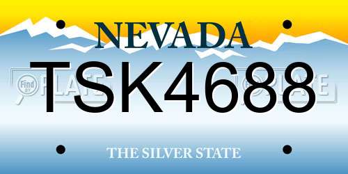 TSK4688 Nevada License Plate
