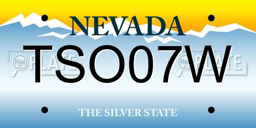 TSO07W Nevada License Plate