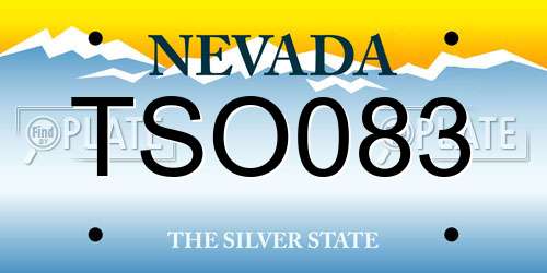 TSO083 Nevada License Plate