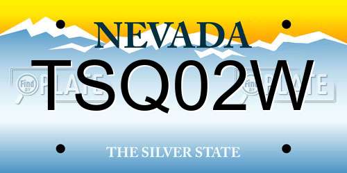 TSQ02W Nevada License Plate