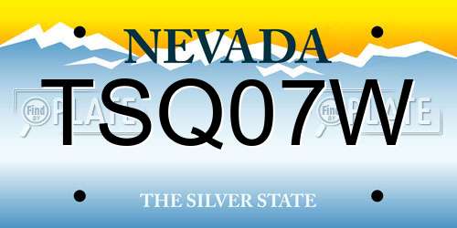 TSQ07W Nevada License Plate