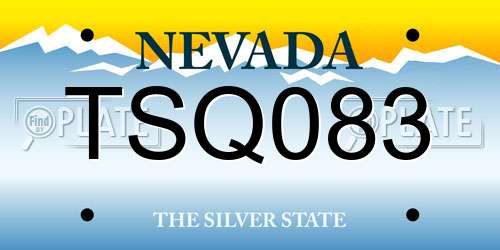 TSQ083 Nevada License Plate