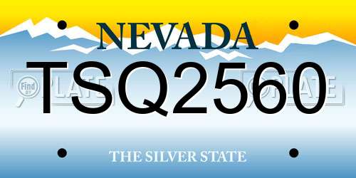 TSQ2560 Nevada License Plate