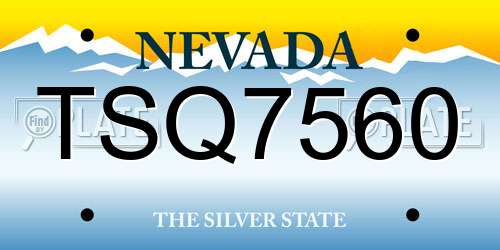 TSQ7560 Nevada License Plate