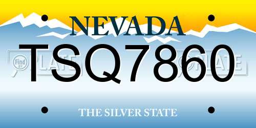 TSQ7860 Nevada License Plate